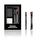 Revlon ColorStay Brow Kit, Includes Longwear Brow Powder, Clear Pomade, Dual-Ended Angled Tip Eyebrow Brush & Spoolie Brush, Soft Black (101), 0.08 oz