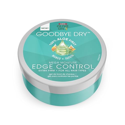 ORS Olive Oil Goodbye Dry Mega Moisture Edge Control Extra Firm Gel with Aloe, Mango & Papaya, Hydration & Nourishing 2.25 Ounces