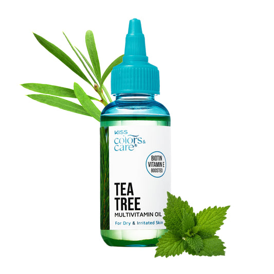 KISS COLORS & CARE Tea Tree Multivitamin Oil for Hair & Skincare, Infused with Biotin, Vitamin E and Natural Oils for Long-Lasting Hydration