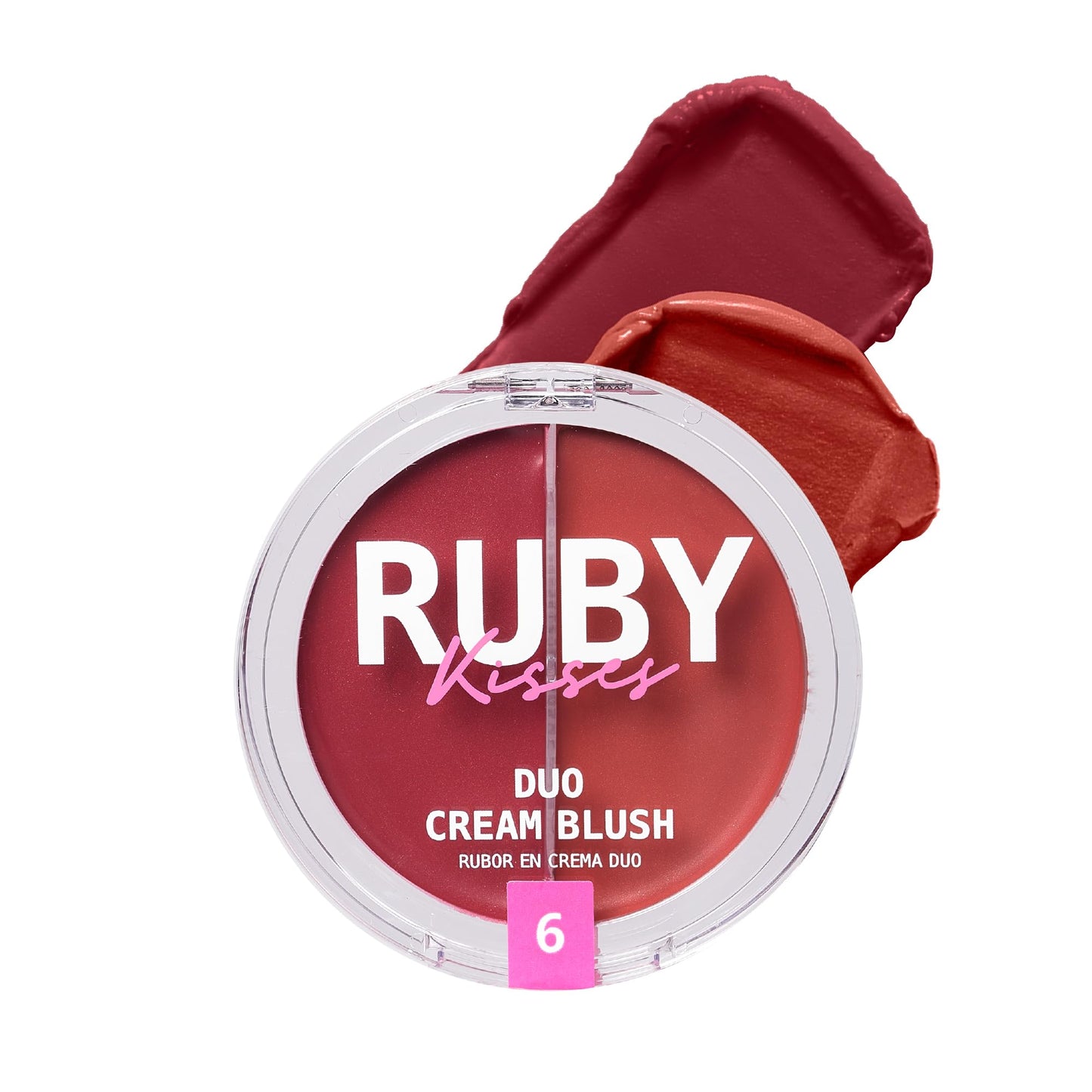 Ruby Kisses Duo Cream Blush, Smooth, Natural-Looking, Long-Lasting Face Makeup Blush for Cheeks, Lips, and Eyes, Buildable and Blendable, Infused