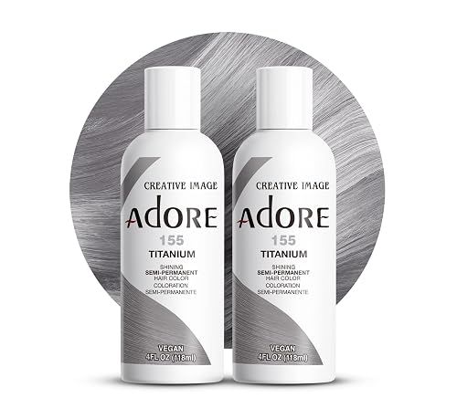 Adore Semi Permanent Hair Color (155 Titanium) (2 Pack) | Vegan & Cruelty-Free Grey Hair Dye | No Ammonia, No Peroxide, No Alcohol | 4 Fl Oz