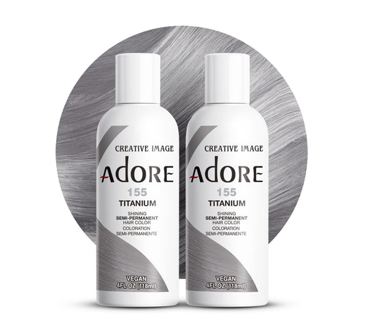 Adore Semi Permanent Hair Color (155 Titanium) (2 Pack) | Vegan & Cruelty-Free Grey Hair Dye | No Ammonia, No Peroxide, No Alcohol | 4 Fl Oz
