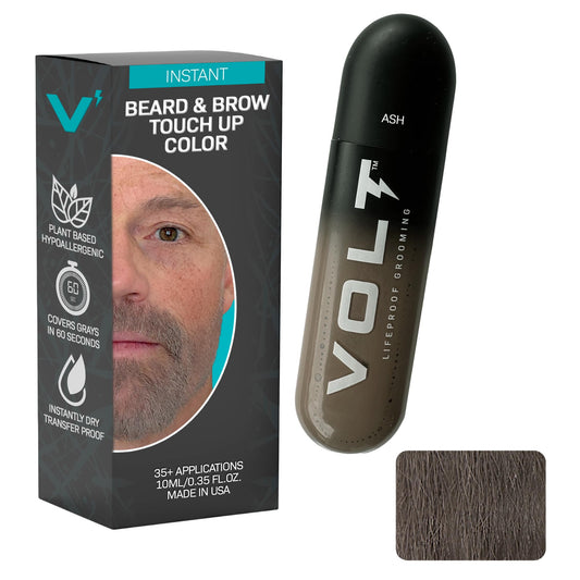VOLT Grooming Temporary Instant Beard Color for Men, Quick Drying Plant-Based Brush On Beard, Hair, Mustache & Eyebrow Color, Safe for Sensitive Skin