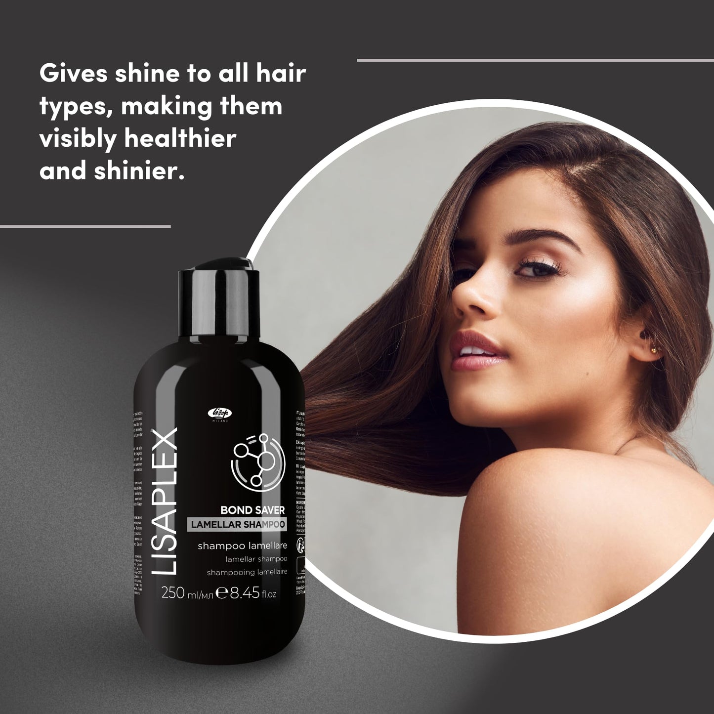 Lisap Lisaplex Bond Saver Lamellar Shampoo for All Hair Types - Damaged Hair Repair, Care & Strengthen, Sulfate Free, 8.45 fl oz