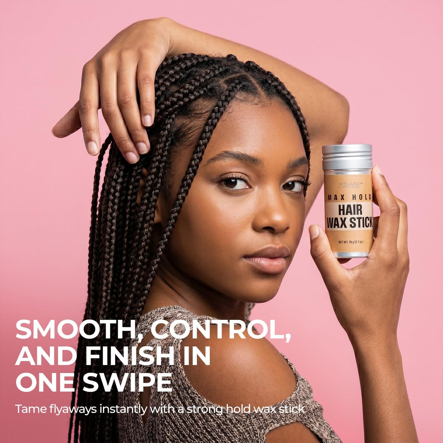 STUDIO LIMITED SmoothLocks Styling Wax Stick - Flyaway Tamer & Frizz Control for Women | Long-Lasting Hold, Ideal for Thinning Hair, Wigs, and Slick