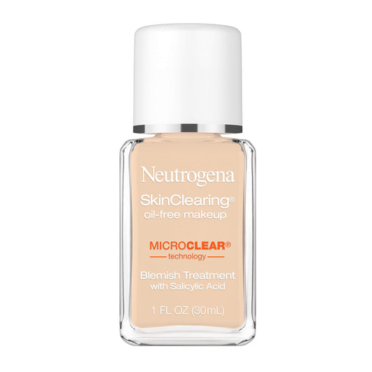 Neutrogena SkinClearing Oil-Free Acne and Blemish Fighting Liquid Foundation with Salicylic Acid Acne Medicine, Shine Controlling, for Acne Prone