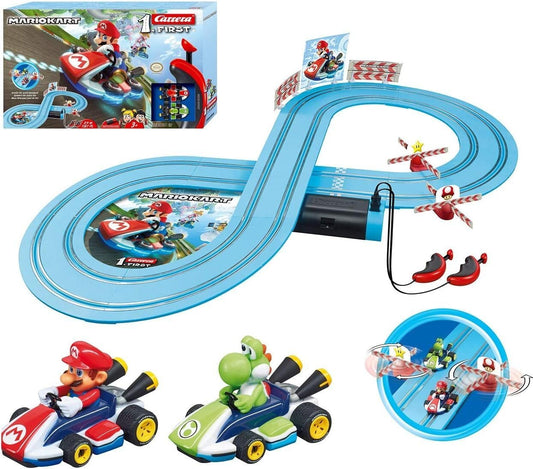 Carrera First Nintendo Mario Kart Slot Car Race Track - Includes 2 Cars: Mario and Yoshi - Battery-Powered Beginner Toy Racing Set for Kids Ages 3…