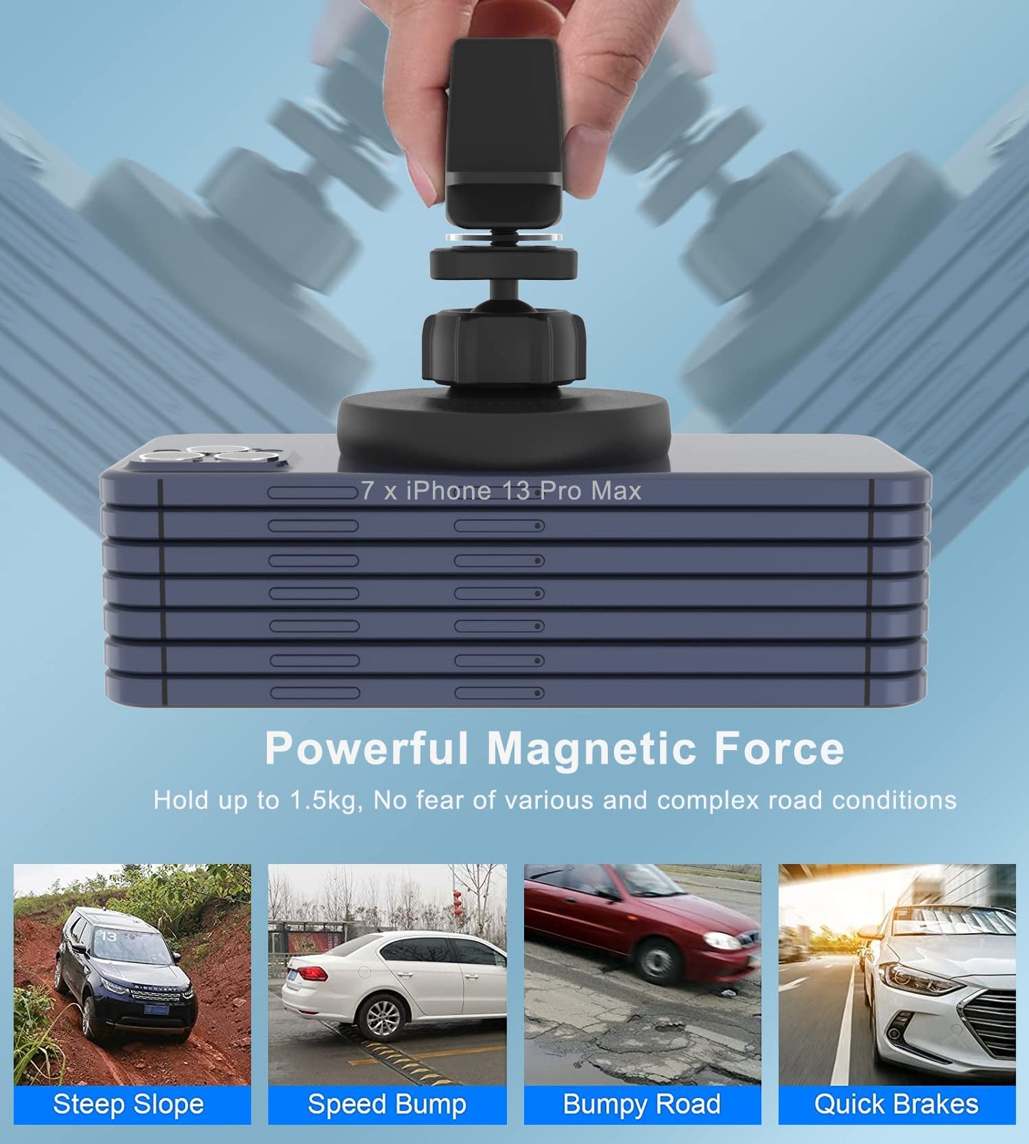 Magnetic Wireless Car Charger Mount Compatible with Magsafe iPhone 15/ iPhone 14/iPhone 13, Fast Charging Air Vent Magnet Accessories Car Phone Holder