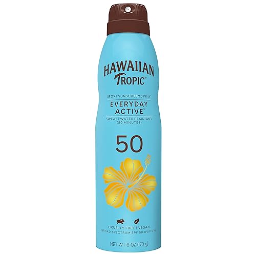 Hawaiian Tropic Everyday Active Clear Spray Sunscreen SPF 50, 6oz | Hawaiian Tropic Sunscreen Spray SPF 50, Sunblock, Oxybenzone-Free, 6oz