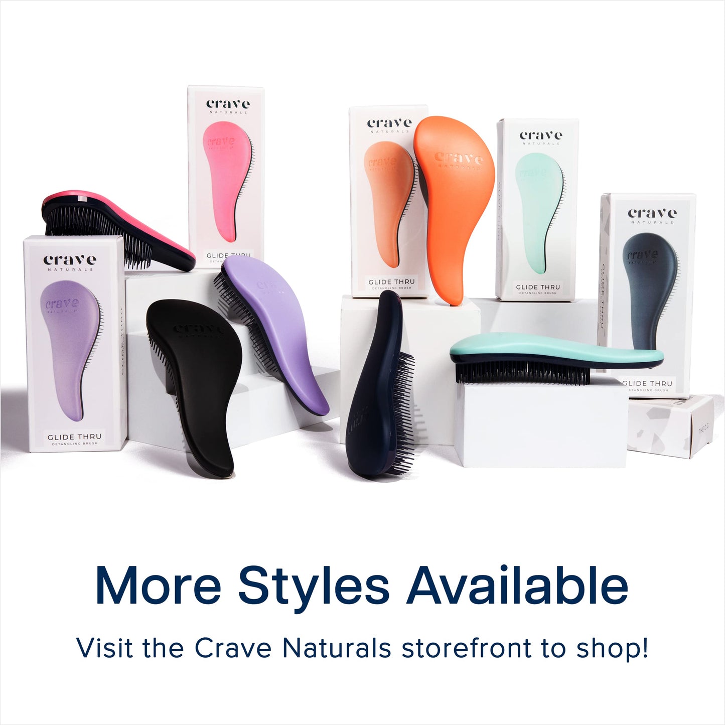 Crave Naturals Glide Thru Hair Brush – Detangler for Wet/Dry, Curly or Straight Hair – Gentle for Adults & Kids – Purple, 7.5x3"