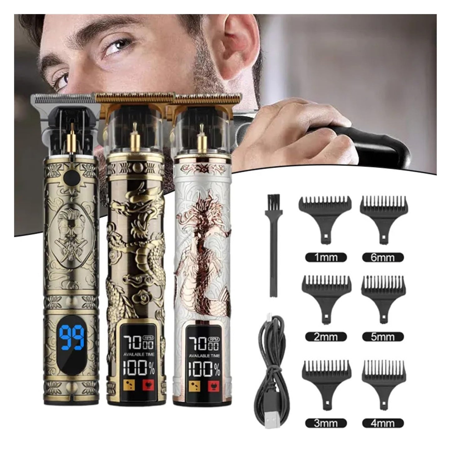 Razors Hairdresser LCD Electric Scissors USB Charging Electric Scissors Retro Oil Head Carving Hairdresser Manufacturer Wholesale Care(Dragon Beauty and Personal Care EWKYLSEM