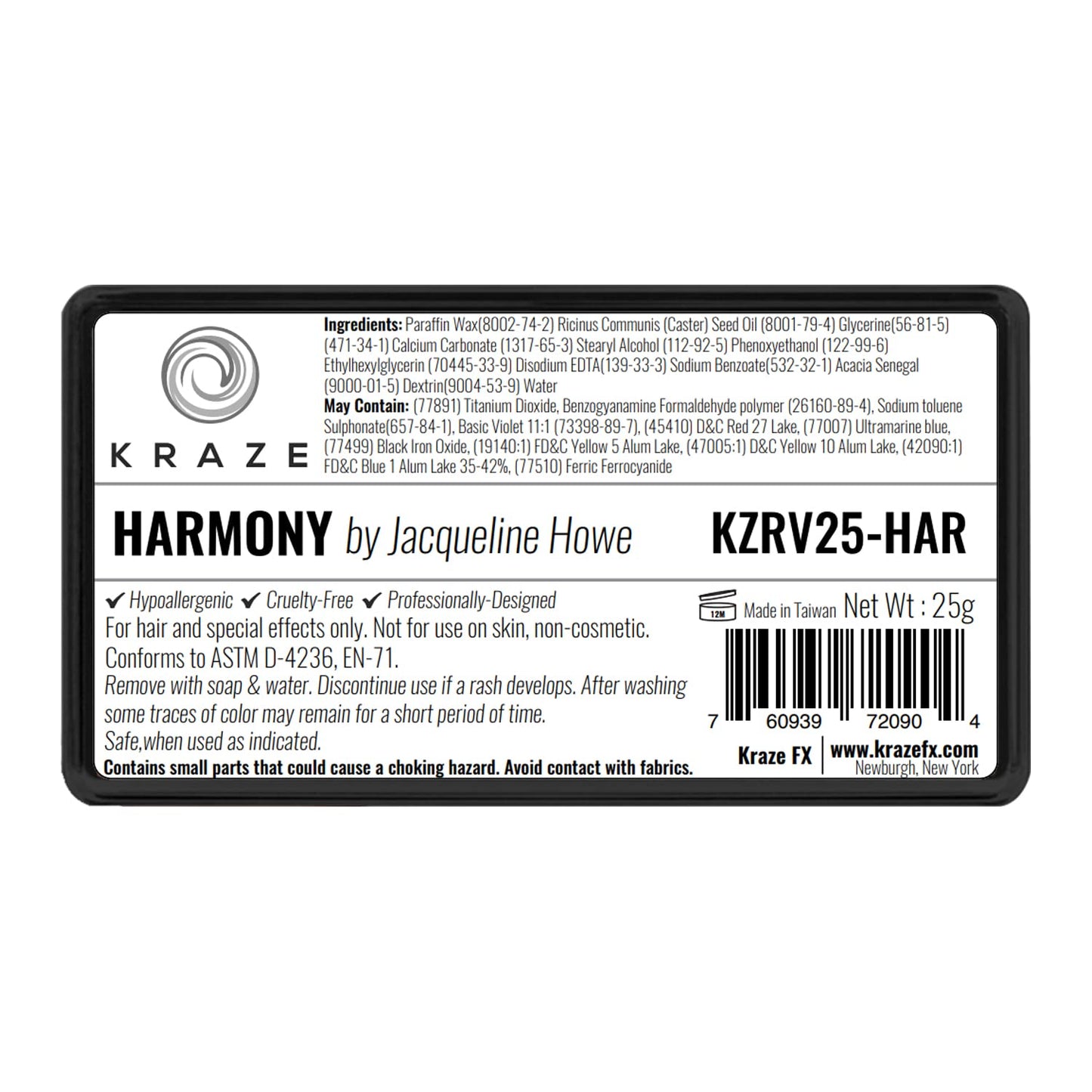 Kraze FX Dome Stroke - Harmony (25 gm), Professional 1-Stroke Split Cake, Hypoallergenic, Non-Toxic, Water Activated Face & Body Painting Makeup