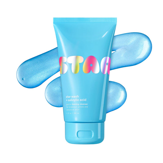 Starface Star Wash + Salicylic Acid, Foaming Facial Cleanser, Made for Breakout-Prone and Sensitive Skin, Minimize Breakouts and Unclog Pores