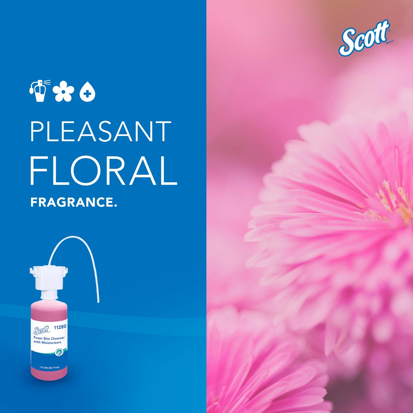 Scott Professional Foam Hand Soap with Moisturizers (11280), 1.5 L, Foaming, Pink, Floral Scent, Under-Counter Refills for Kimberly-Clark Professional