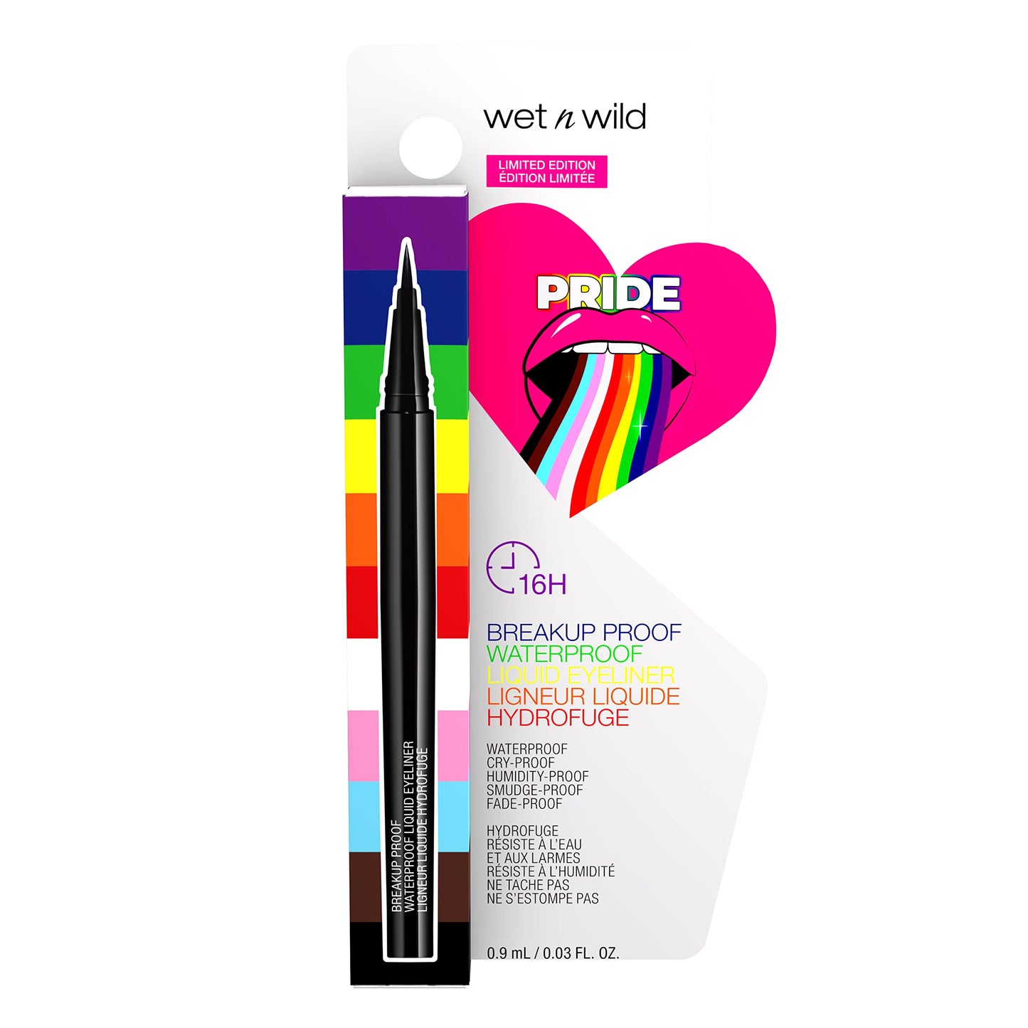 wet n wild Pride Breakup Proof Waterproof Liquid Eyeliner Pen, Smudge-Proof & Flake-Proof Rich Black Pigment, Ultra-Fine Precision Brush Tip