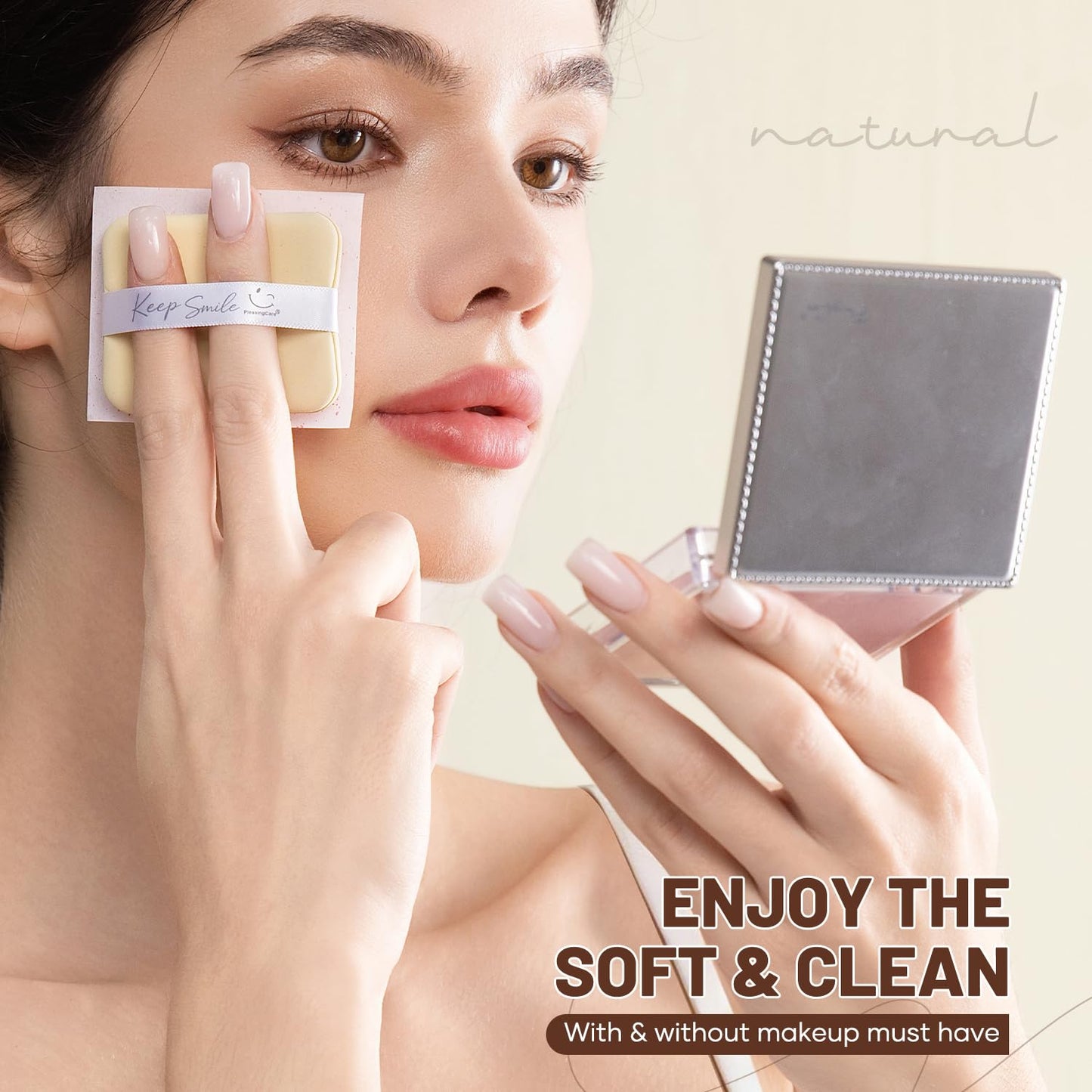 Makeup Mirror with Green-Tea Oil Blotting Sheets and Puff, 100 Count Facial Blotting Paper, Portable Compact for Purse, Travel and On-the-Go Touch-Ups Beauty and Personal Care PleasingCare