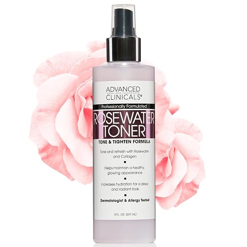 Advanced Clinicals Collagen + Rosewater Facial Mist Toner W/Charcoal & Aloe Vera. Alcohol-Free PH Balancing Formula Detoxifies & Hydrates Skin