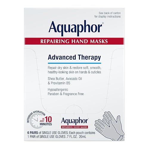 Aquaphor Repairing Hand Masks, Moisturizing Gloves for Dry Hands, Moisturizer for Dry Skin with Avocado Oil and Shea Butter, Pack of 6 Beauty & Personal Care Aquaphor