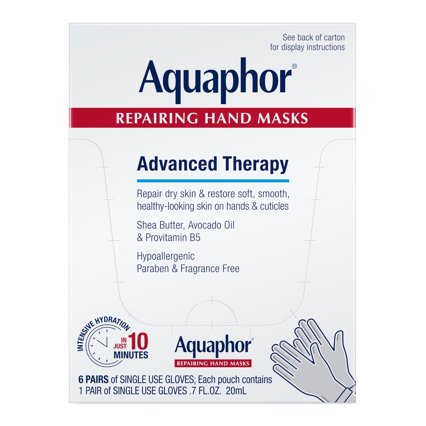 Aquaphor Repairing Hand Masks, Moisturizing Gloves for Dry Hands, Moisturizer for Dry Skin with Avocado Oil and Shea Butter, Pack of 6 Beauty & Personal Care Aquaphor