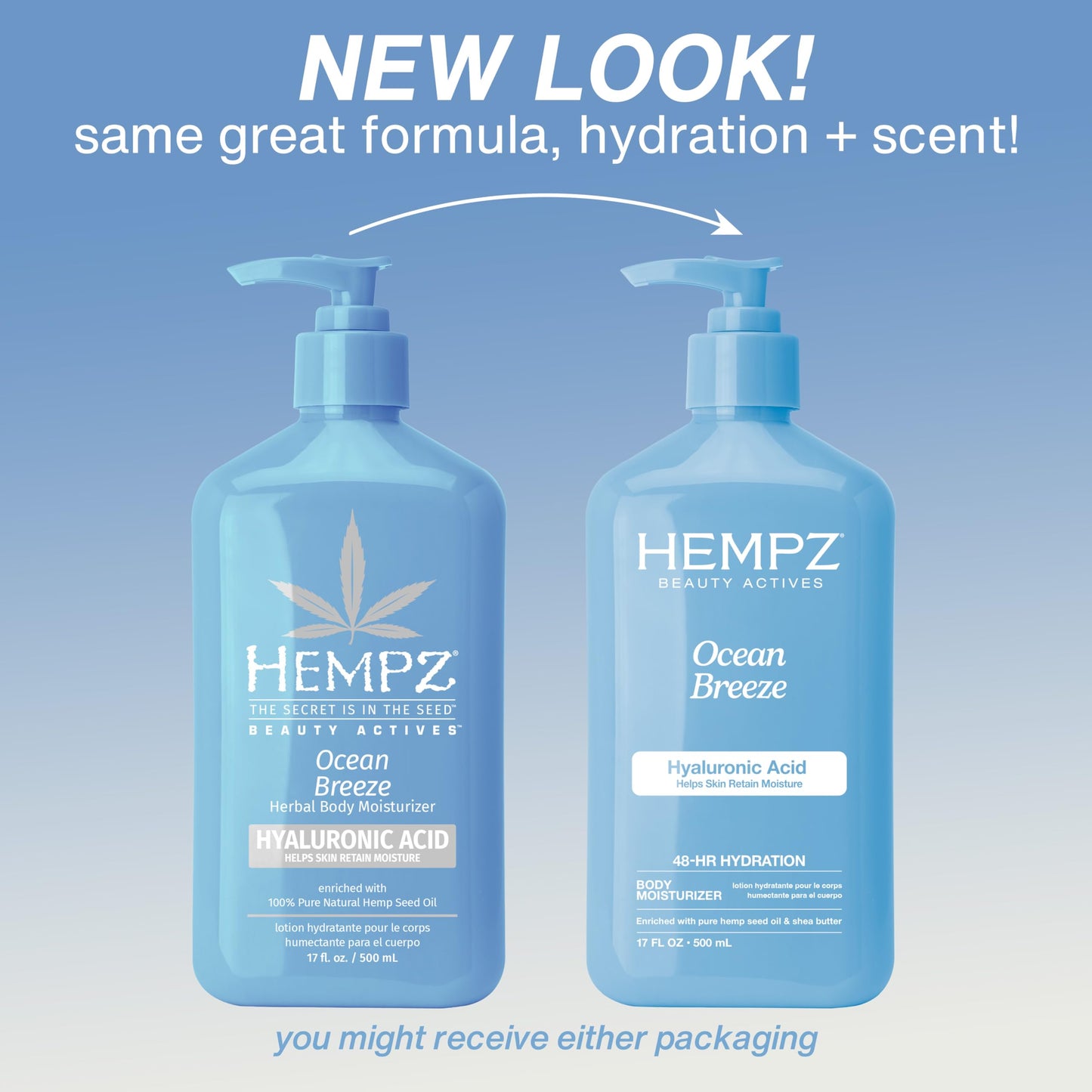 Hempz Body Lotion - Ocean Breeze Limited Edition Daily Moisturizing Cream, Shea Butter, Aloe, Body Moisturizer - Skin Care Products, Hemp Seed Oil