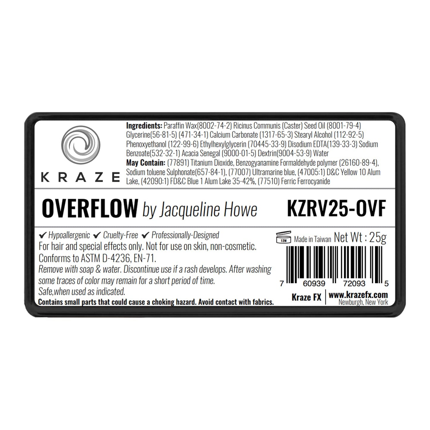 Kraze FX Dome Stroke - Overflow (25 gm), Professional 1-Stroke Split Cake, Hypoallergenic, Non-Toxic, Water Activated Face & Body Painting Makeup