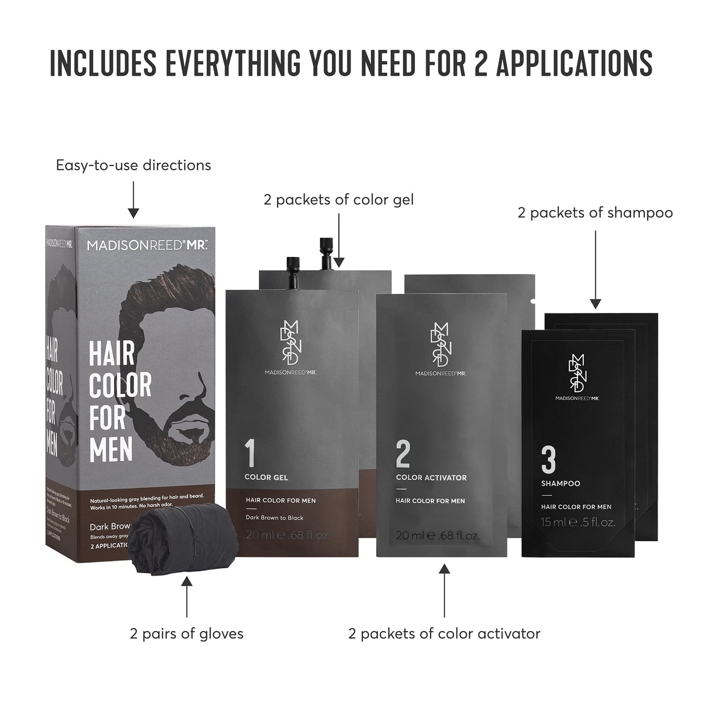 Madison Reed Mr. Hair Color for Men, Dark Brown to Black Demi-Permanent Hair Dye, Reduces Grays in 15 Minutes For Hair & Beard, Nourishing