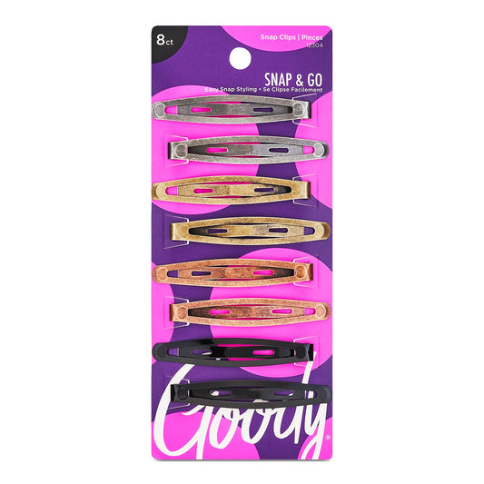 Goody Metal Contour Hair Snap Clips - 8 Count, Assorted Colors - Just Snap Into Place - Suitable for All Hair Types - Pain-Free Hair Accessories