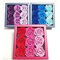 3 Boxes (27 Pcs Total) of Flora Scented Rose Flower Bath Soap, Plant Essential Oil Rose Soap in Gift Box, Gift
