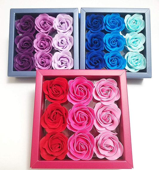 3 Boxes (27 Pcs Total) of Flora Scented Rose Flower Bath Soap, Plant Essential Oil Rose Soap in Gift Box, Gift