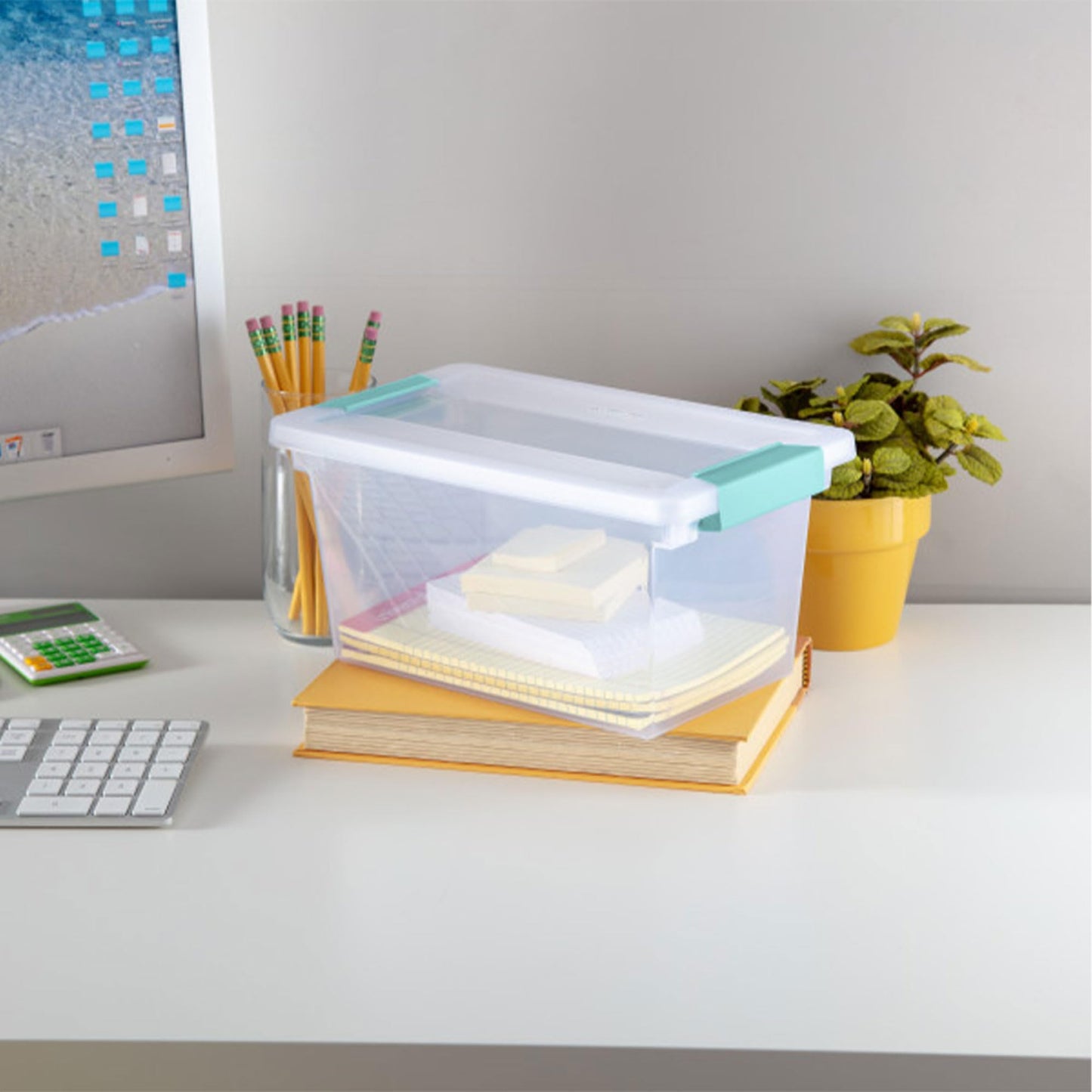 Sterilite 4-Pack Clip Box, Stackable Clear Plastic Bins with Latching Lids, Medium - Writing, Arts or Crafts Supplies Storage Containers for Home…