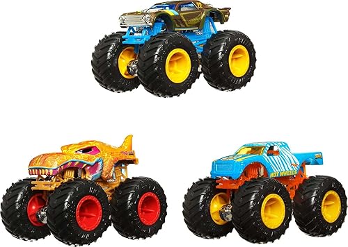 Hot Wheels Monster Trucks 1:64 Color Shifters, 3-Pack of Toy Trucks That Change Decos in Ice Cold Water & Change Back in Warm Water, Toy for Kids…