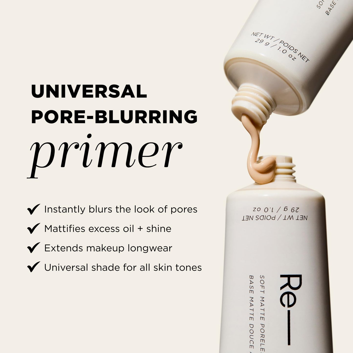 HALEYS Re-fine Soft Matte Poreless Primer (0.25 oz), Lightweight, Extends Makeup Longwear, Grips, Smooths, Blurs, Fills in Pores and fine lines,