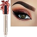 2 in 1 Orange Copper Eyeshadow Pencil, Cream Smooth Shimmer Eyeshadow Stick Crayon, Hypoallergenic Multi-Dimensional Waterproof Long Lasting Eye