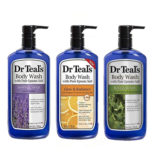 Dr Teal’s Body Wash Gift Set 3 Pack (24 oz ea) – Soothe & Sleep, Glow & Radiance, Relax & Relief with Lavender, Citrus & Eucalyptus Oils
