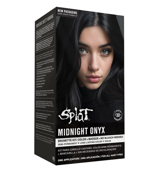 Splat Midnight Onyx Semi Permanent Hair Dye Kit, 1 Application, Includes Deep Reconstructor Conditioner, Lasts 30 Washes, No Bleach Required, Vegan