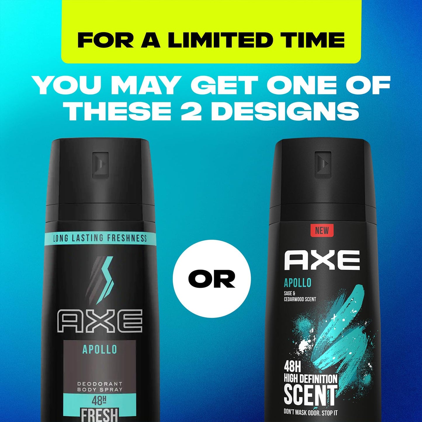 AXE Men Travel Deodorant, Aluminum-Free, Bodyspray, Apollo 6-Pack – 48H Anti-Sweat Protection, TSA-Approved Body Spray, 1 Oz Ea