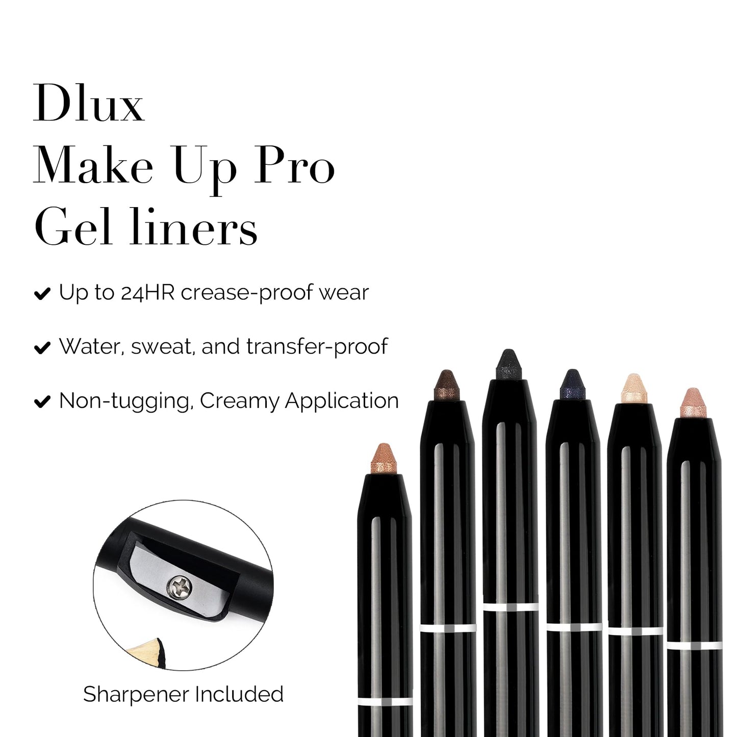 DLUX PROFESSIONAL Gel Eyeliner - 4g Stick Eye liner, Waterproof Pencil Gel Liner, Smooth Cream Eye shadow, Smudge-Free, Long-Lasting, Intense Colours