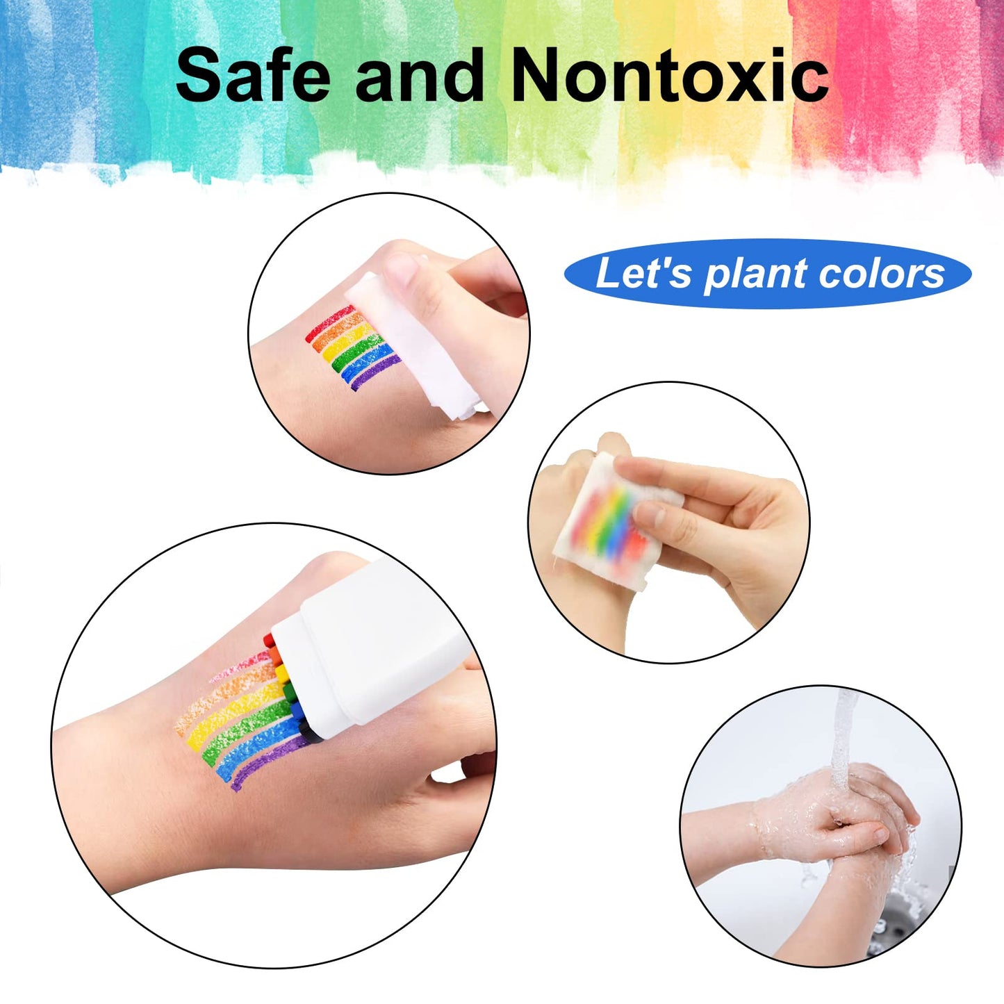 Rainbow Pride Flag Face Paint - Gay Pride Rainbow Stripe Fan Brush Stick, Face and Body Paint for Gay Pride Parade, Pride Month Celebrations, Cosplay