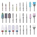 Nail Drill Bits Set, 3/32" Ceramic Tungsten Carbide Diamond Drill Kit,30Pcs Safety Professional Rotary Burrs Polish Nail File Bit for Acrylic Poly