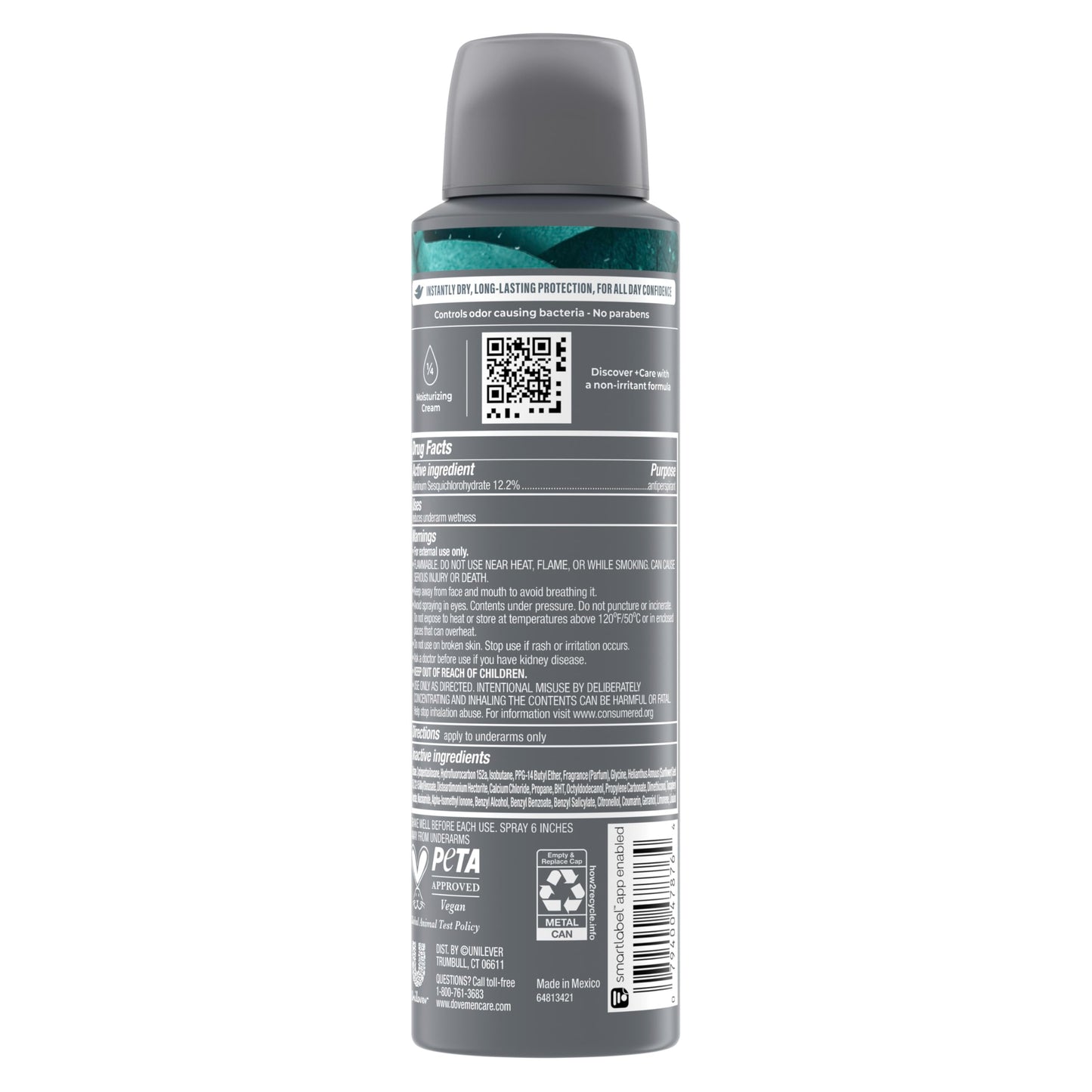 Dove Men+Care Antiperspirant Dry Spray 72H Protection Eucalyptus + Birch With a Plant-Based moisturizer 3.8 OZ