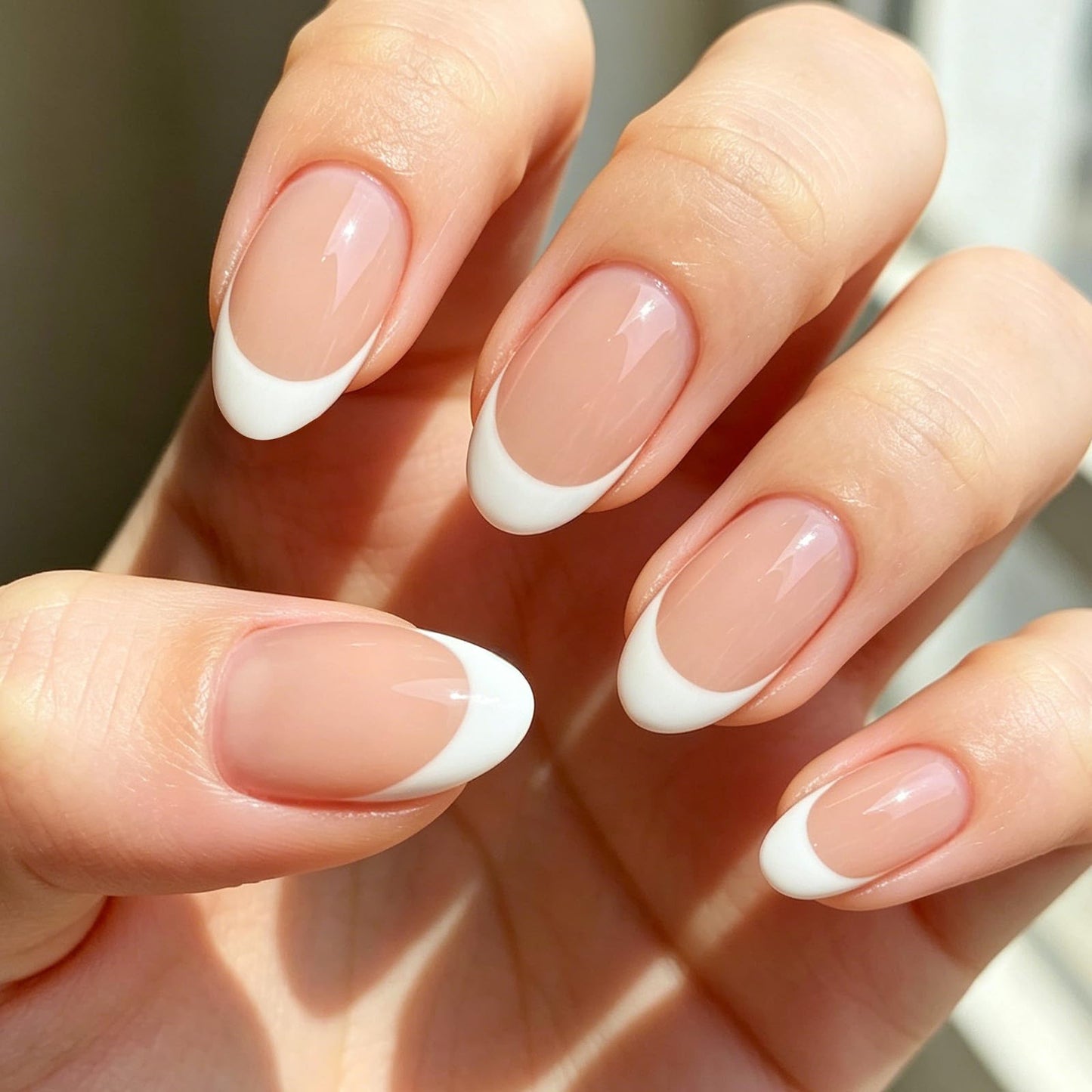 Modelones French Tip Press on Nails Almond, Summer Short Almond Fake Nails for Women, Reusable Nail Kit with Nail Glue Adhesive Tabs Mini Nail File Beauty and Personal Care modelones