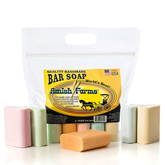 Amish Farms Soap Bar w/ All Natural Bentonite Clay | Made in USA, Vegan Moisturizing for Sensitive Skin | Women & Mens Face & Body Bar Bath Soap