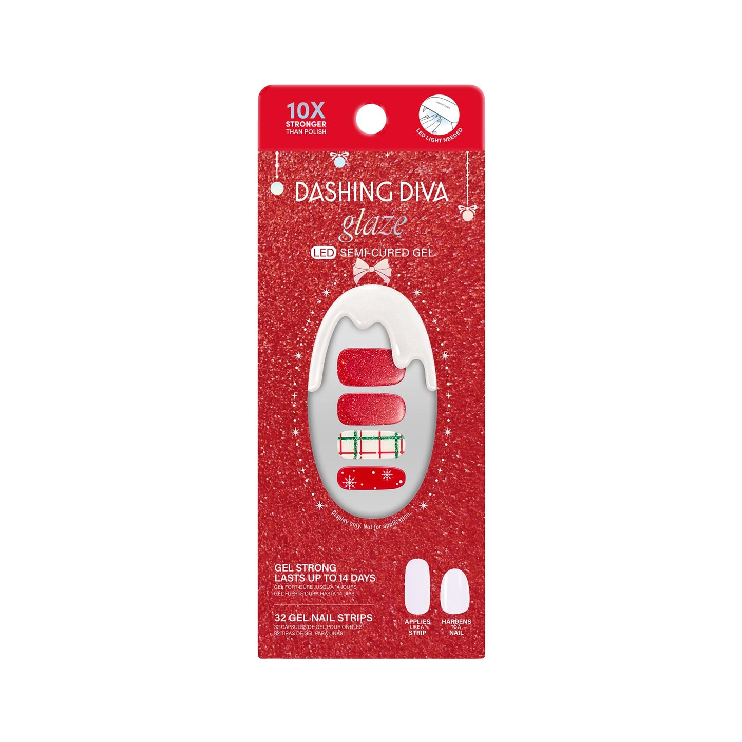 Dashing Diva Glaze Nail Strip Set - Plaid About You - Long Lasting, Chip Resistant, Semi-Cured Gel Nail Strips - Holiday Gel Set - 4-Piece Manicure Beauty & Personal Care Dashing Diva