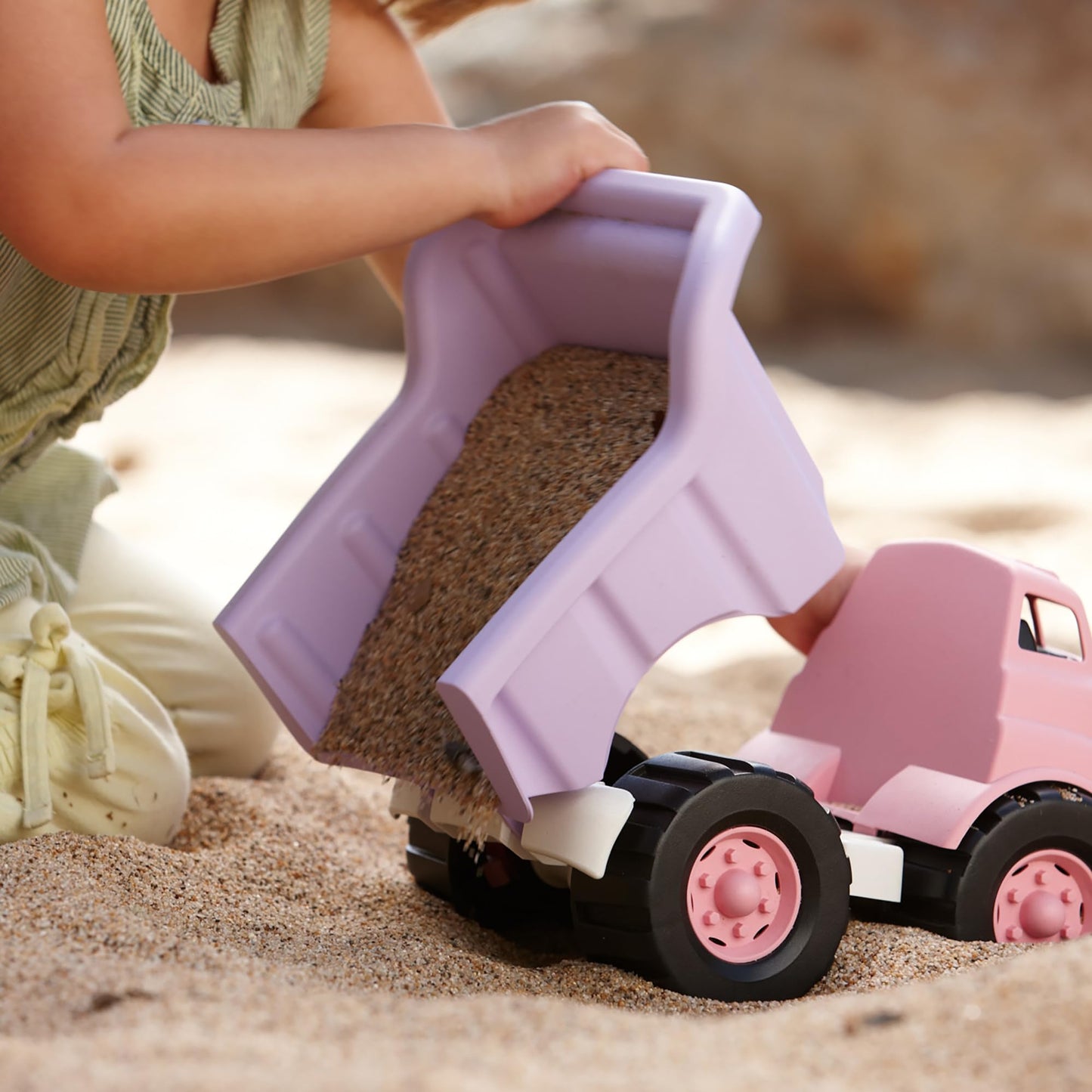 Green Toys Dump Truck in Pink Color - BPA Free, Phthalates Free Play Toys for Improving Gross Motor, Fine Motor Skills. Play Vehicles