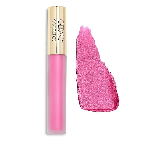 Gerard Cosmetics MetalMatte Liquid Lipstick Where's Ken?, Hot Pink Lipstick with Metallic Matte Finish, Long Lasting Smudge Proof Lipstick, Cruelty