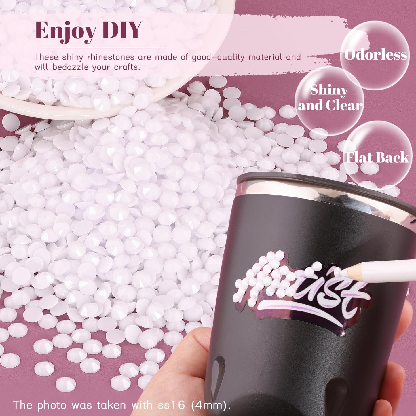 5000PCS 2mm Resin Rhinestones in Bulk (White), Bedazzling Flatback Crystals for Crafts DIY Nail Decoration, Gems Charms for Tumbler Shoes Clothing Beauty and Personal Care BELLEBOOST