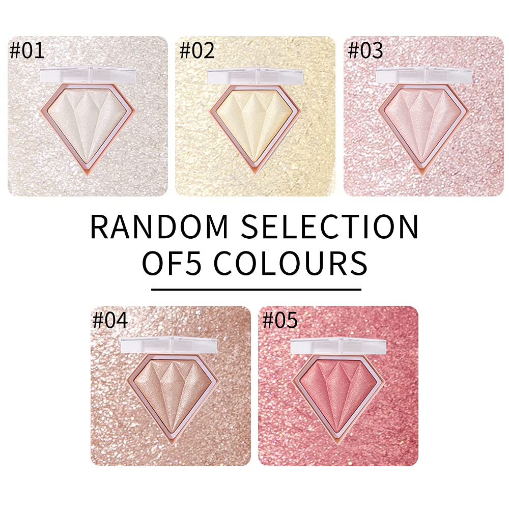 AKARY Face Glitter Blush Pink Shimmer Highlighter Blusher Powder Makeup Cosmetics Facial Contour Corrector Shine Rouge (#01 Pearl White)