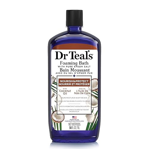 Dr. Teal's Coconut Oil Foaming Bath with Pure Epsom Salt (1 Bottle, 34 oz) - Essential Oils Nourish & Protect your Skin - Relieve Stress & Revitalize