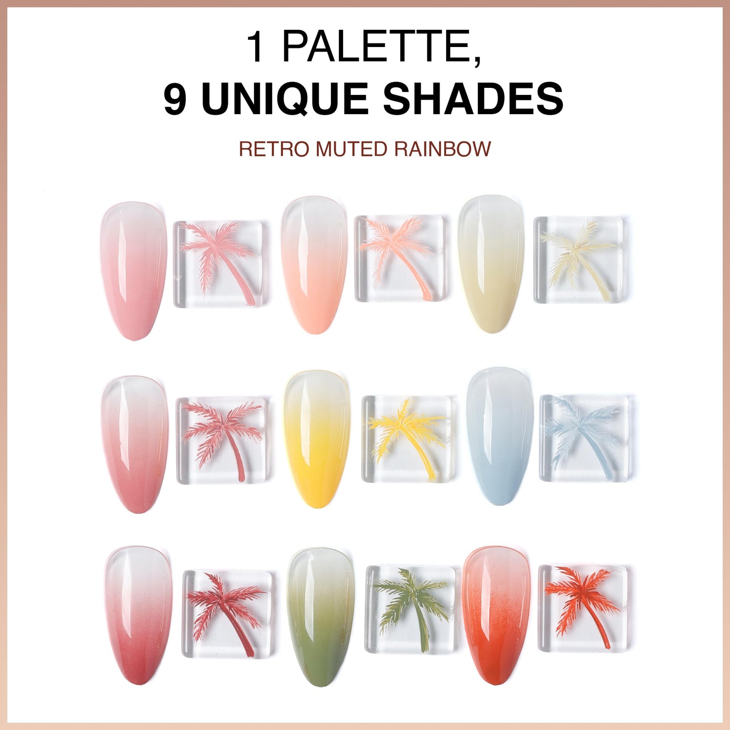 Cre8tion Nail Art Gel Solid Cream Palette for Nail Painting, Ombre, Stamping and Coverage, HEMA Free, TPO Free, 9 Colors (09) Beauty & Personal Care Cre8tion