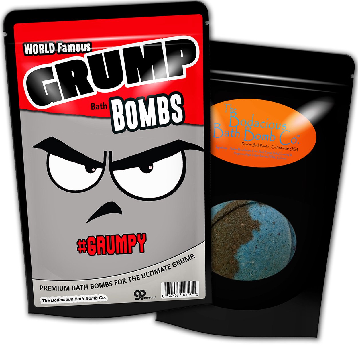Giant Grump Bath Bombs XL Bath Balls Funny Bathbombs for Men Black and Blue Bath Fizzers Fun Old Man Gags Stocking Stuffers for Dads Grandpa Gags 2…